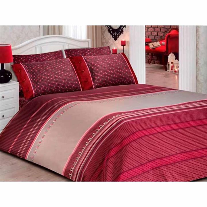 ست لحاف دو نفره 4 تکه مل رز طرح اسکوار Square ساتن